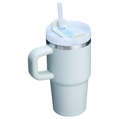 The Quencher H2.O 20 oz FlowState Tumbler with handle and straw in Mist Blue