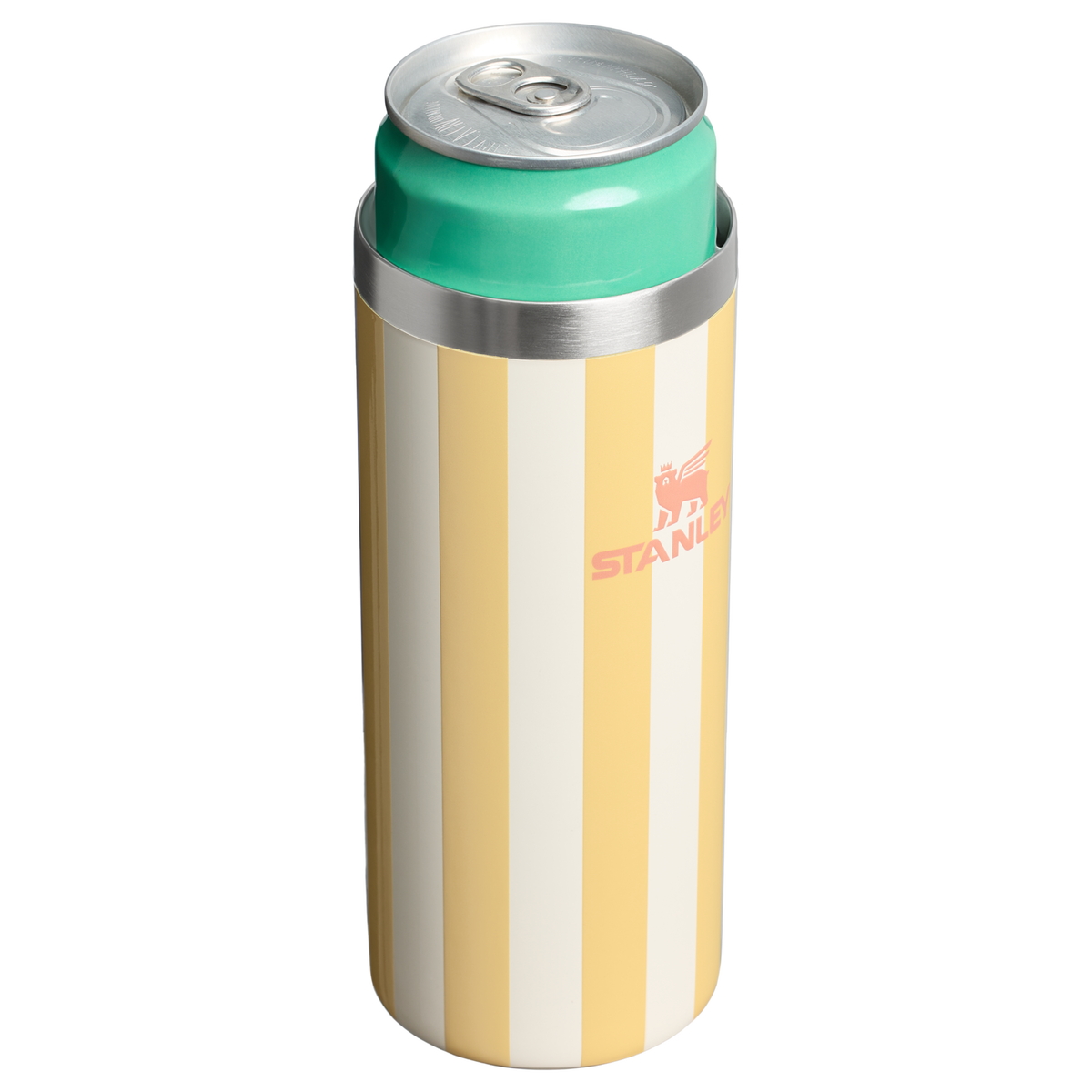Stanley 10 OZ Everyday Slim Can Cooler Cup In Butter Yellow Stripe From The Oasis Collection