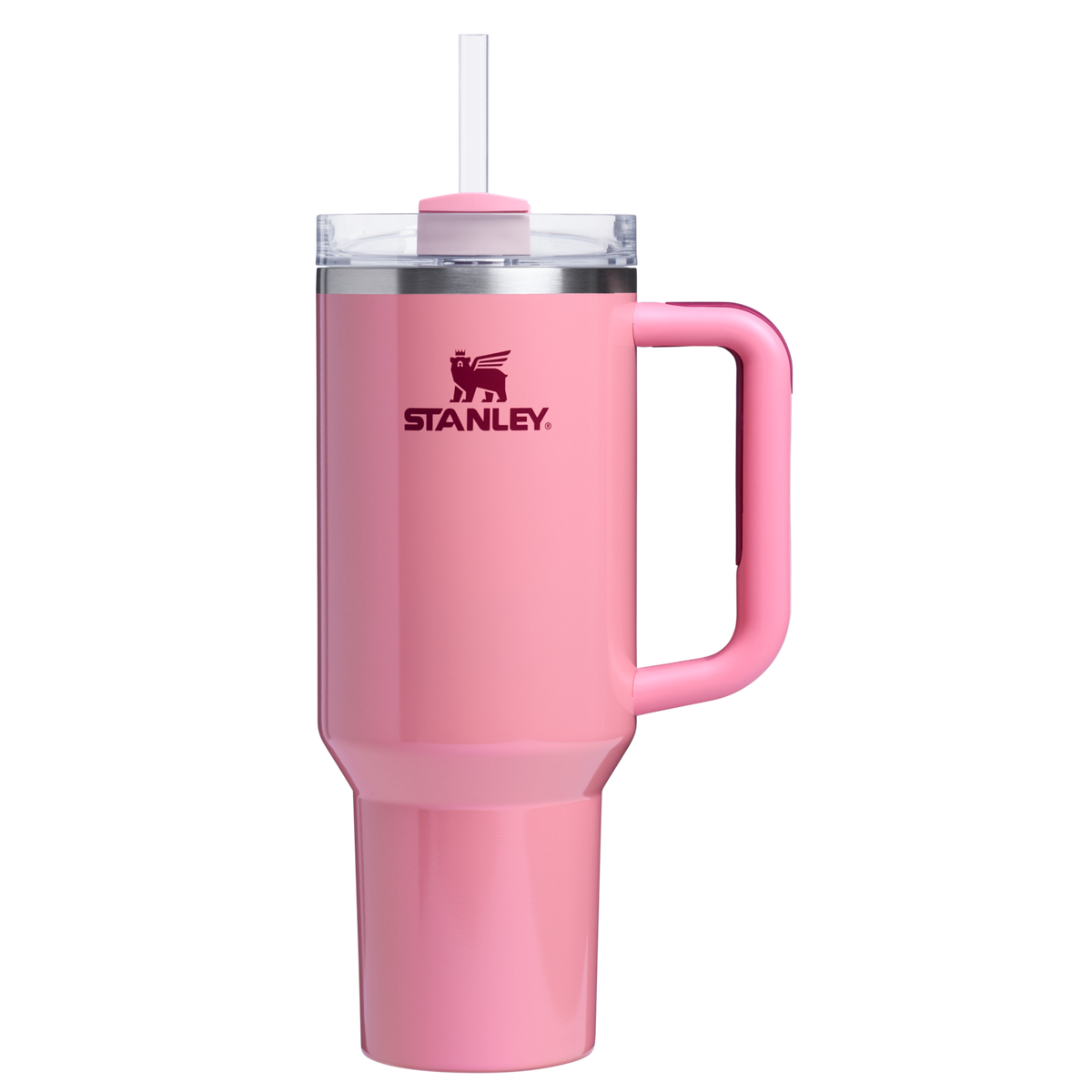Stanley 40 OZ Quencher Tumbler With Straw & Handle In Winter Berry Shimmer Pink