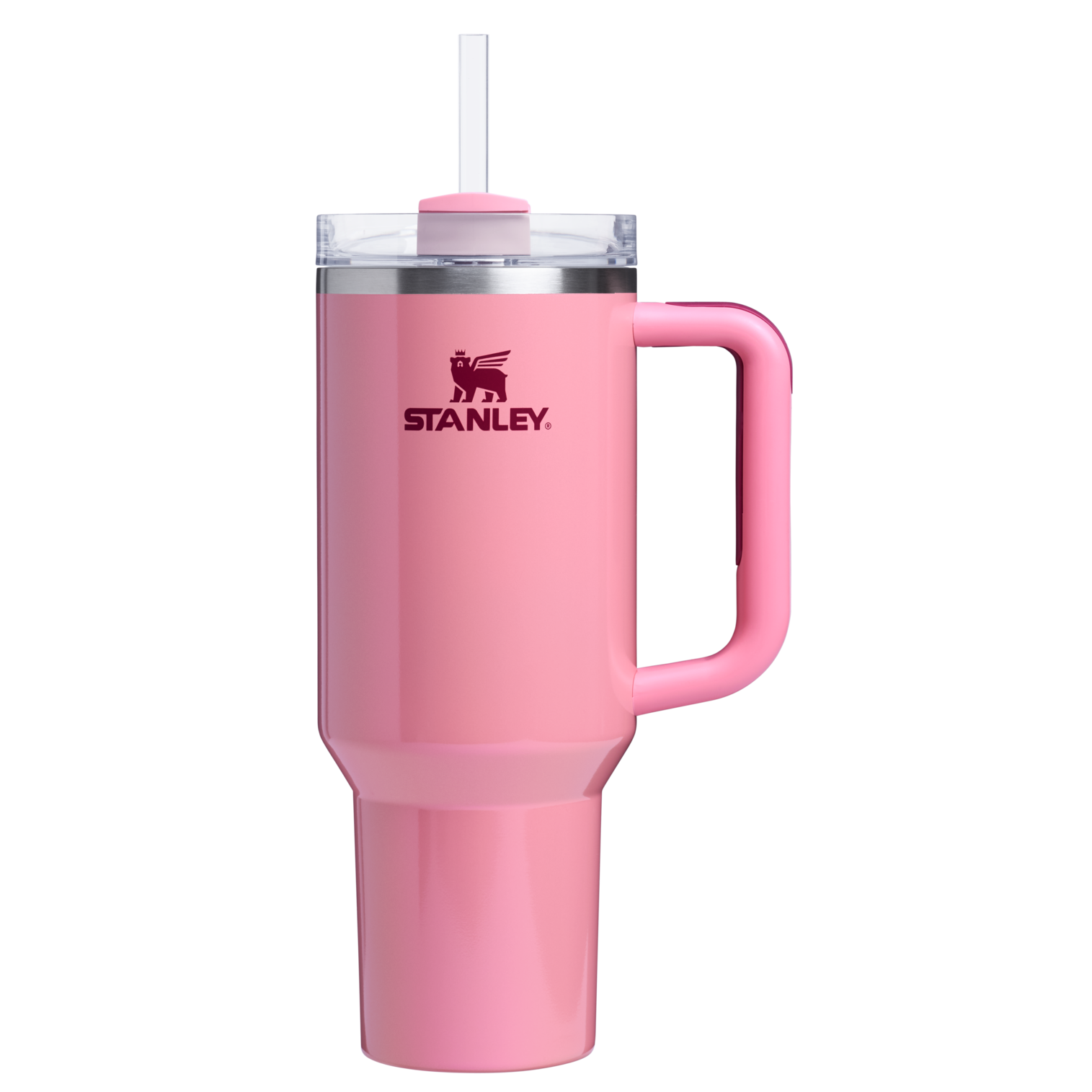 Stanley 40 OZ Quencher Tumbler With Straw & Handle In Winter Berry Shimmer Pink