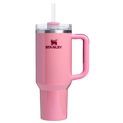 Stanley 40 OZ Quencher Tumbler With Straw & Handle In Winter Berry Shimmer Pink